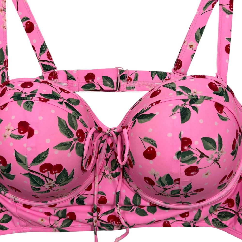 Torrid Wired Longline Bikini Top Cheery Cherry Pink Splash 6 D/DD 26SPR1 - Picture 5 of 5